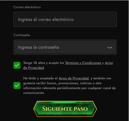 Registration at 11 casino